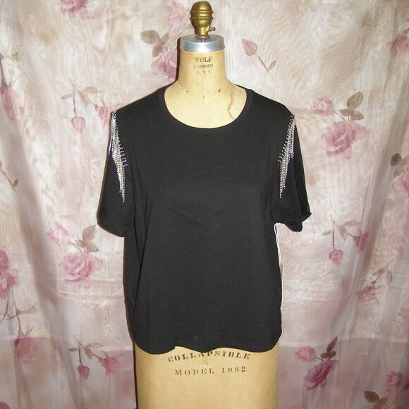 NWT size XL 10-12 Joie Gemstone fringe Sleeve Tee - Picture 2 of 9